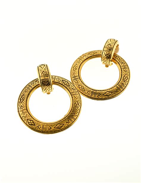 chanel earrings gold hoops|vintage chanel hoop earrings.